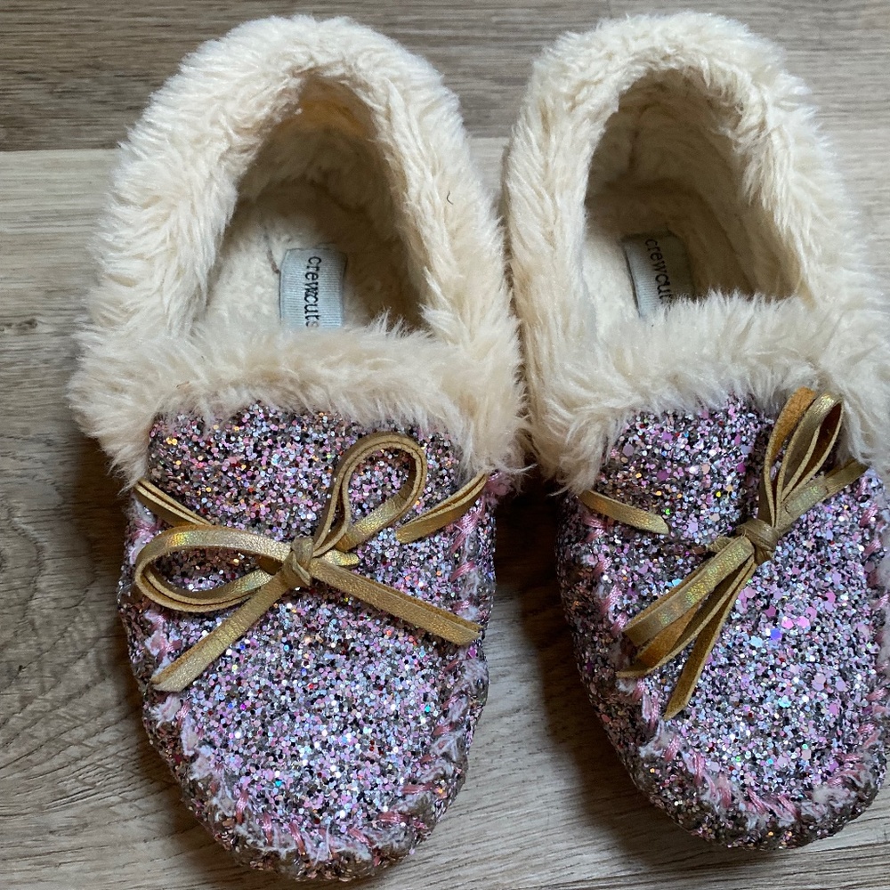 Kids slippers sparkly pink JCrew crewcuts
